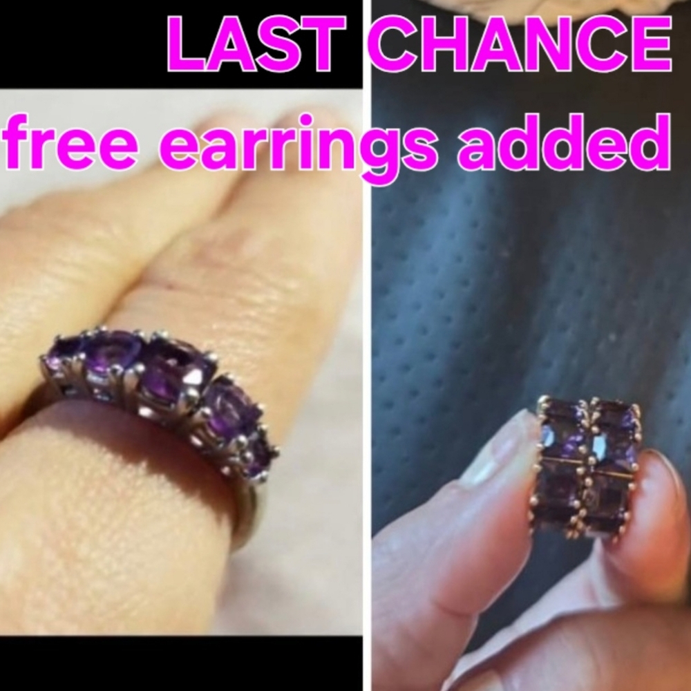 Vtg AAA Spinel 5 gemstone ring hallmarked deep purple Authentic Firm$265